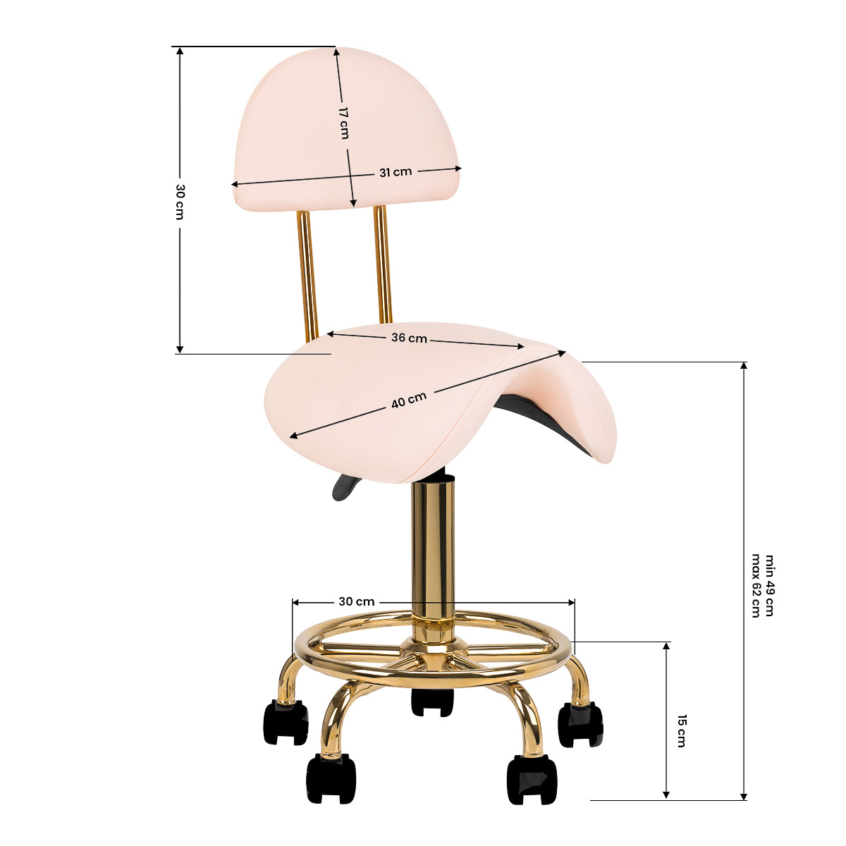 Cosmetic stool 6001-G gold – pink second category