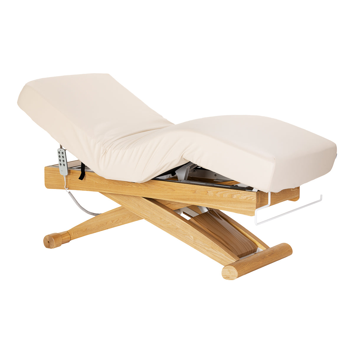 Sillon Siesta SPA lounger – elektrinis kosmetologinis gultas, kreminis su šviesiai rudu pagrindu