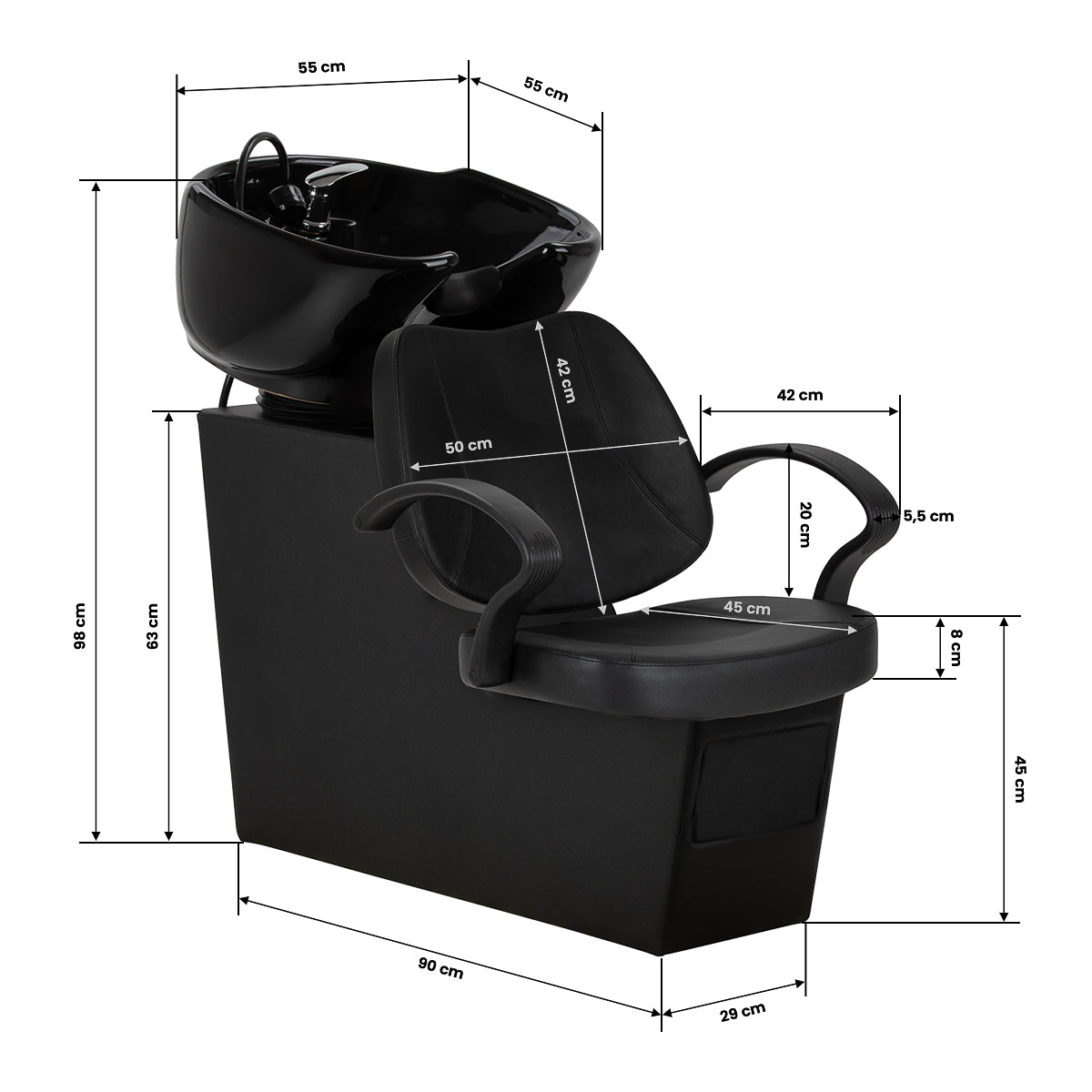 Kirpyklos plautuvė Hair System Borneo, juoda