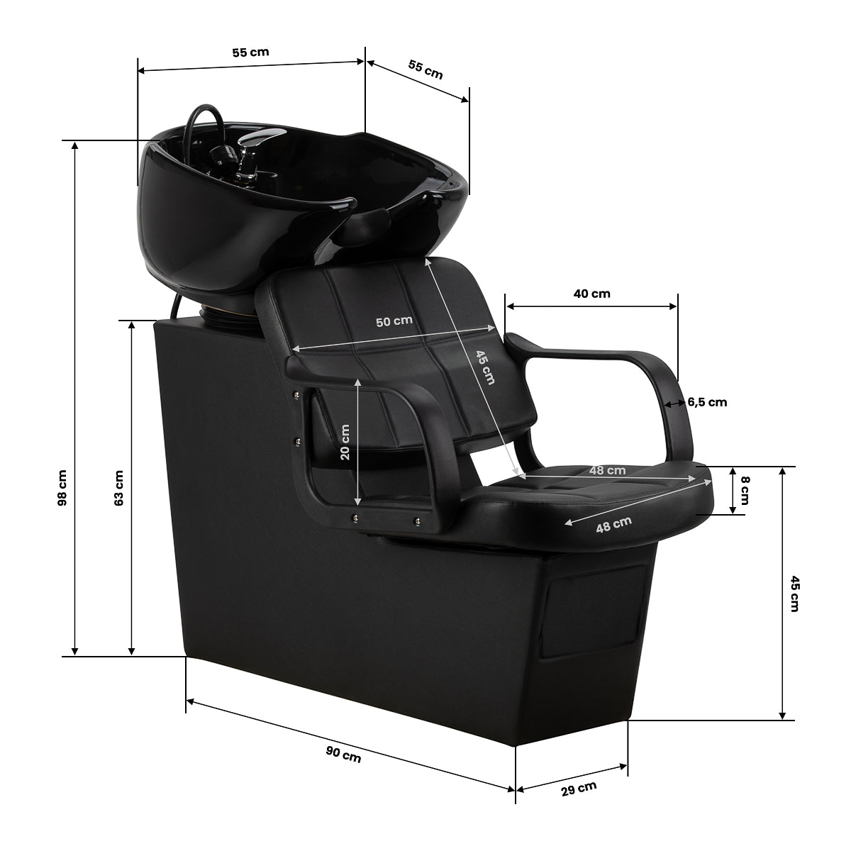 Kirpyklos plautuvė Hair System Komodo, juoda – vaizdas 12