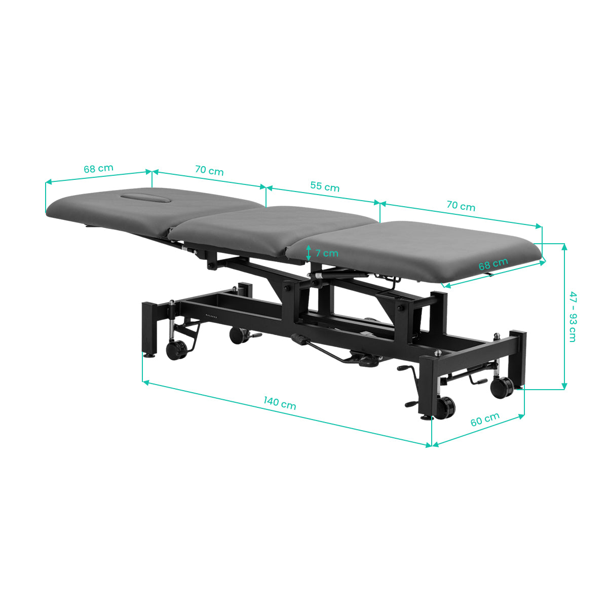 Hydraulic Rehabilitation Table for Massage and Physiotherapy Balance Solidum 3 grey