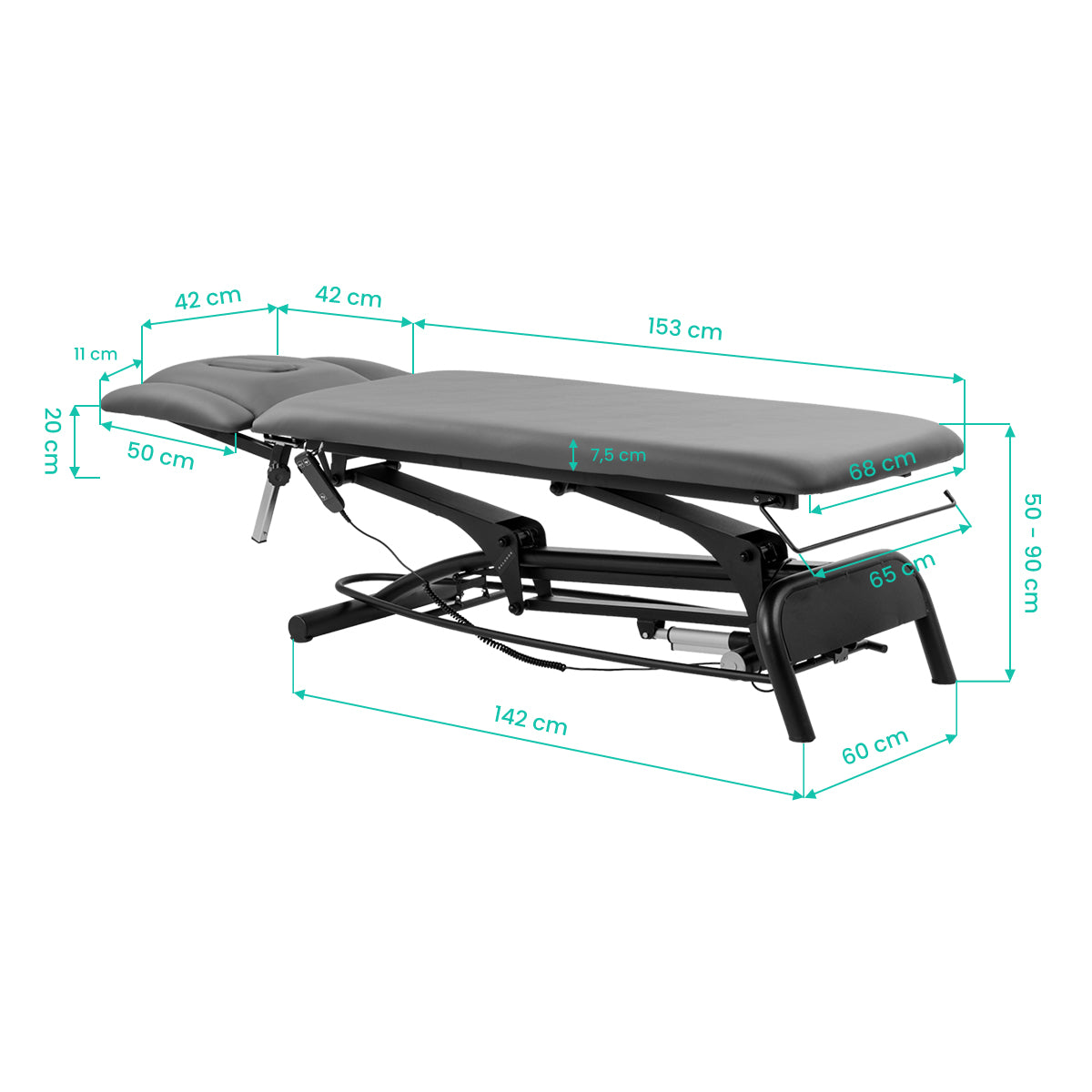 Electric rehabilitation table for massage and physiotherapy Balance Novus 4 grey