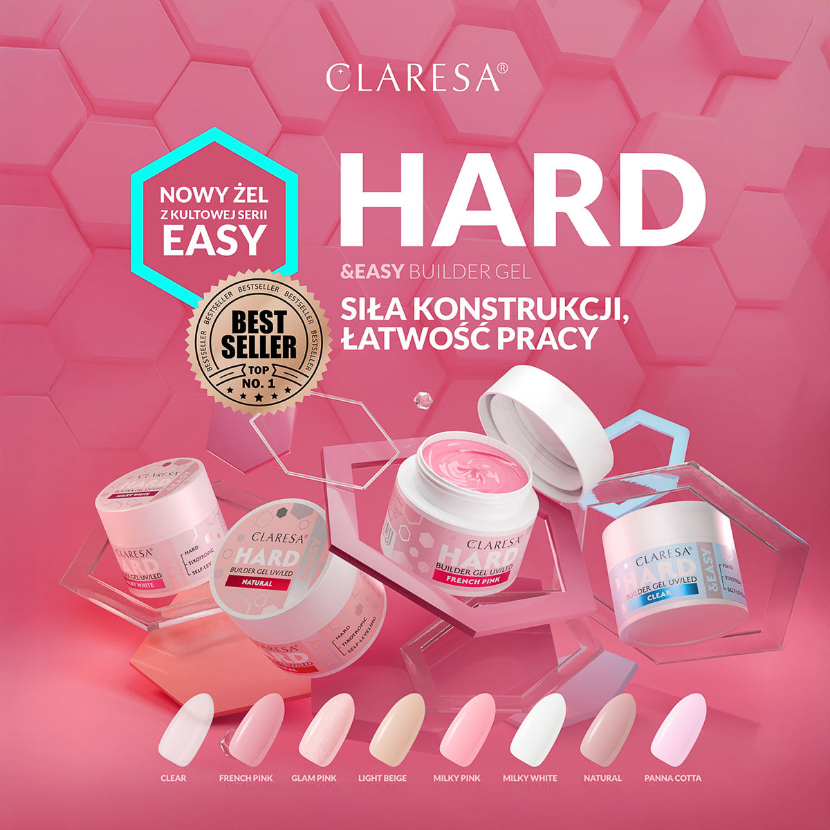 Statybinis gelis CLARESA HARD&EASY NATURAL, 45 g