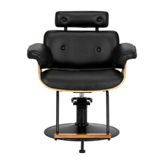 Hairdressing chair Gabbiano Florencja in black and walnut with a black base