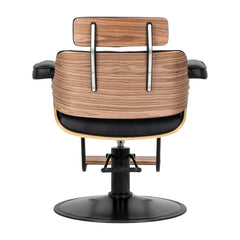 Hairdressing chair Gabbiano Florencja in black and walnut with a black base