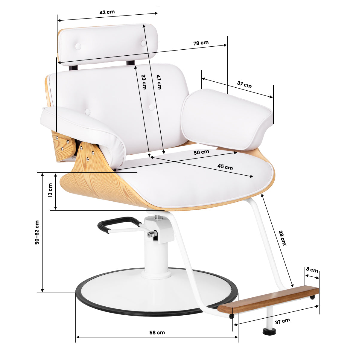 Hairdressing chair Gabbiano Florencja in white with a white base