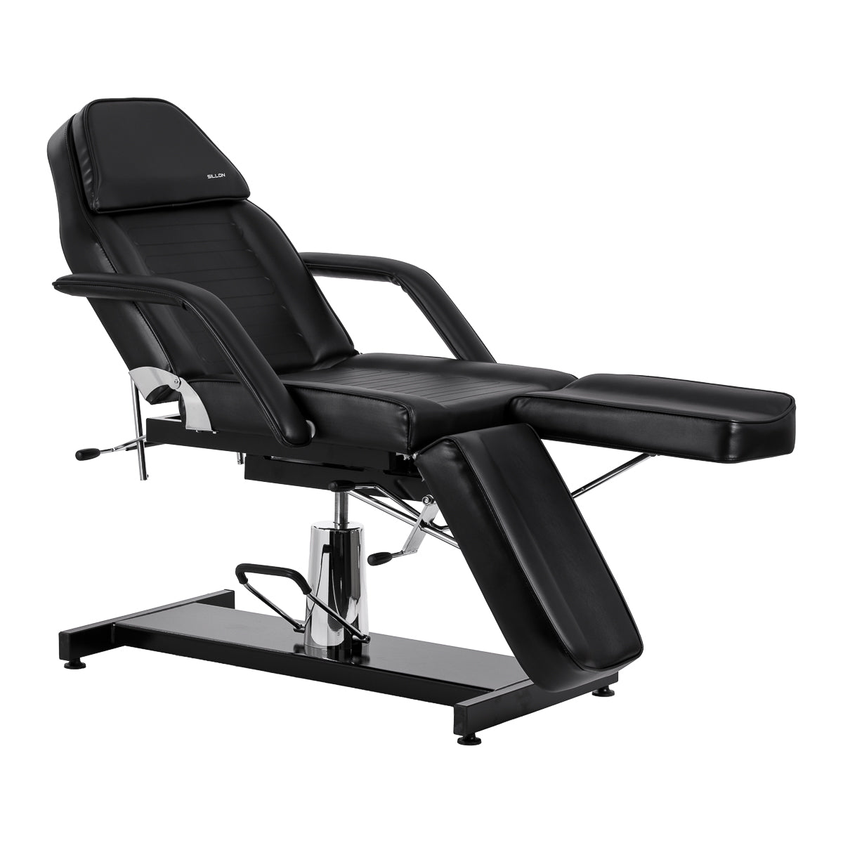 Hydraulic pedicure beauty chair Sillon 210 with rocking function and split footrest black