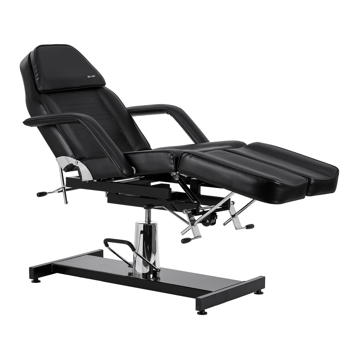 Hydraulic pedicure beauty chair Sillon 210 with rocking function and split footrest black