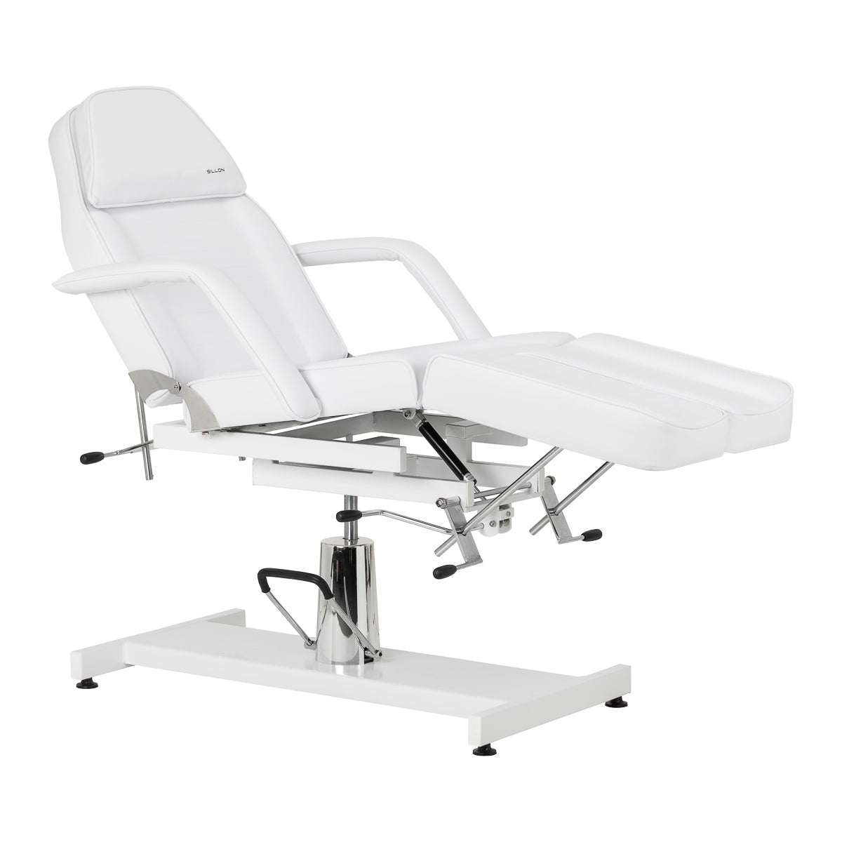 Hydraulic pedicure beauty chair Sillon 210 with rocking function and split footrest white