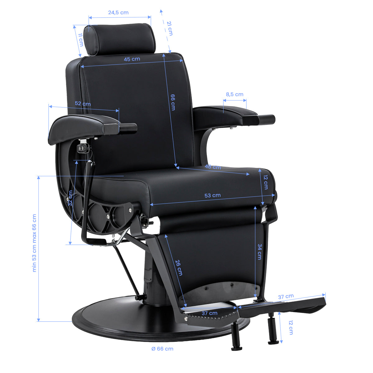 Gabbiano Continental barberio kėdė su masažo funkcija, juoda – 19 vaizdas
