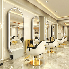 LED veidrodis–konsolė kirpyklai ir barberiui PRO, 200 × 80 cm, sidabrinės spalvos