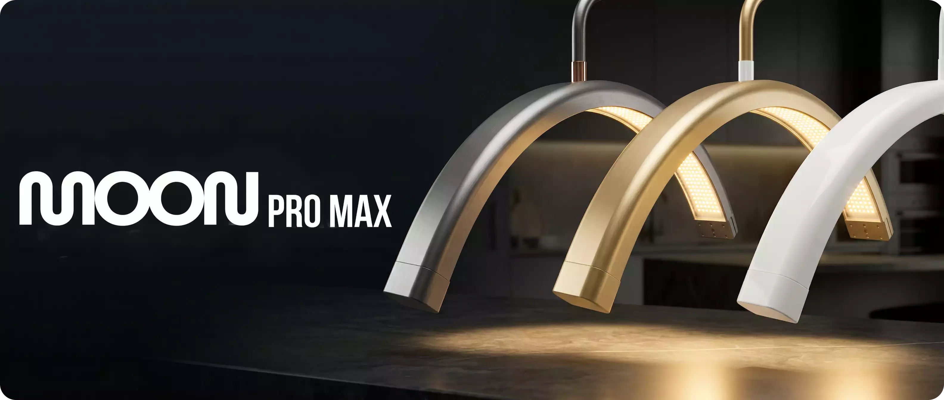 Pastatoma LED kosmetologinė pusmėnulio lempa Moon Pro MAX, 54 W – balta