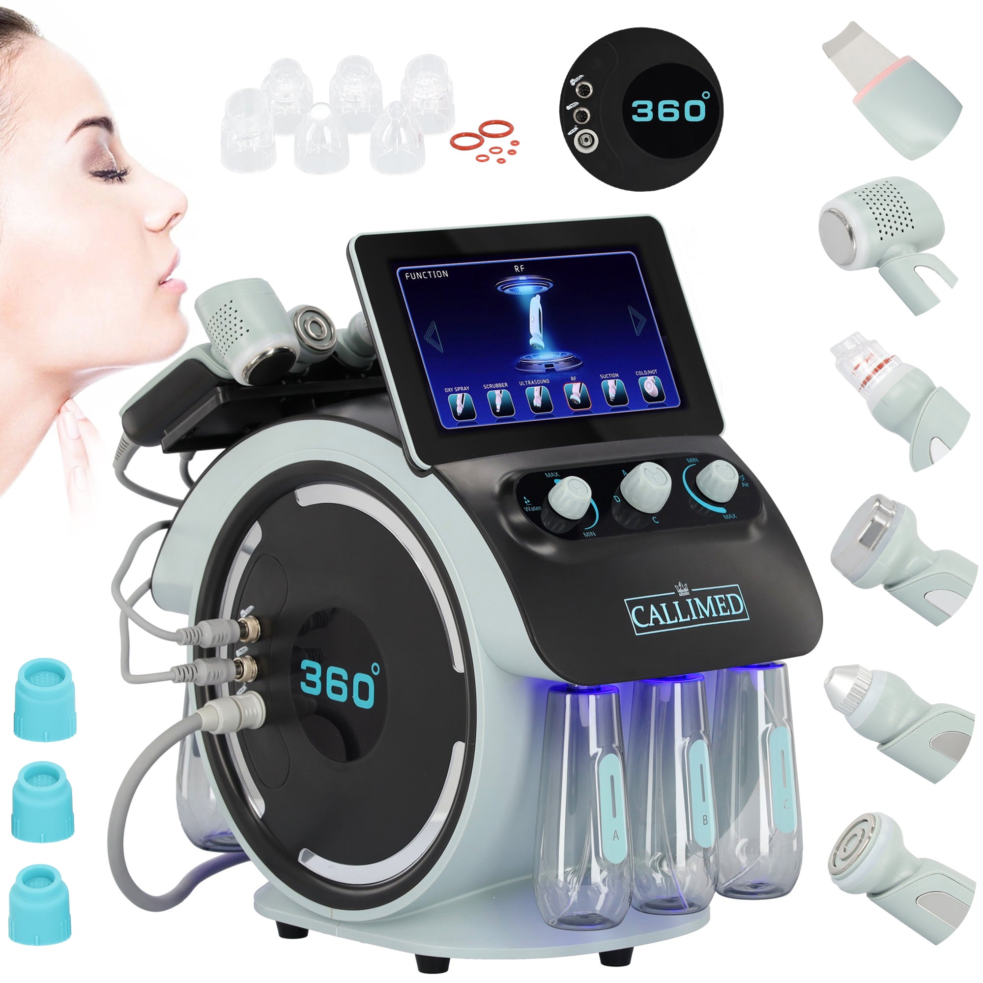 Hidradermabrazijos aparatas 5-in-1 – vandenilio valymas, infuzija, EMS ir RF