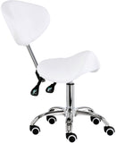 Kosmetologinė kėdė su atlošu - balnas Premium-3 XT (balta)