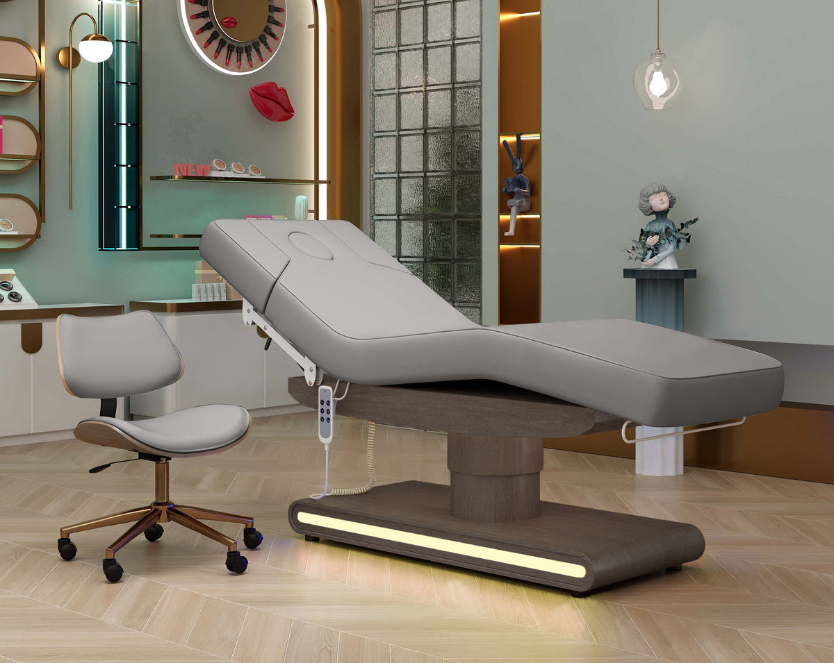 Profesionalus masažo stalas Mara, 3 elektriniai varikliai, pilkas