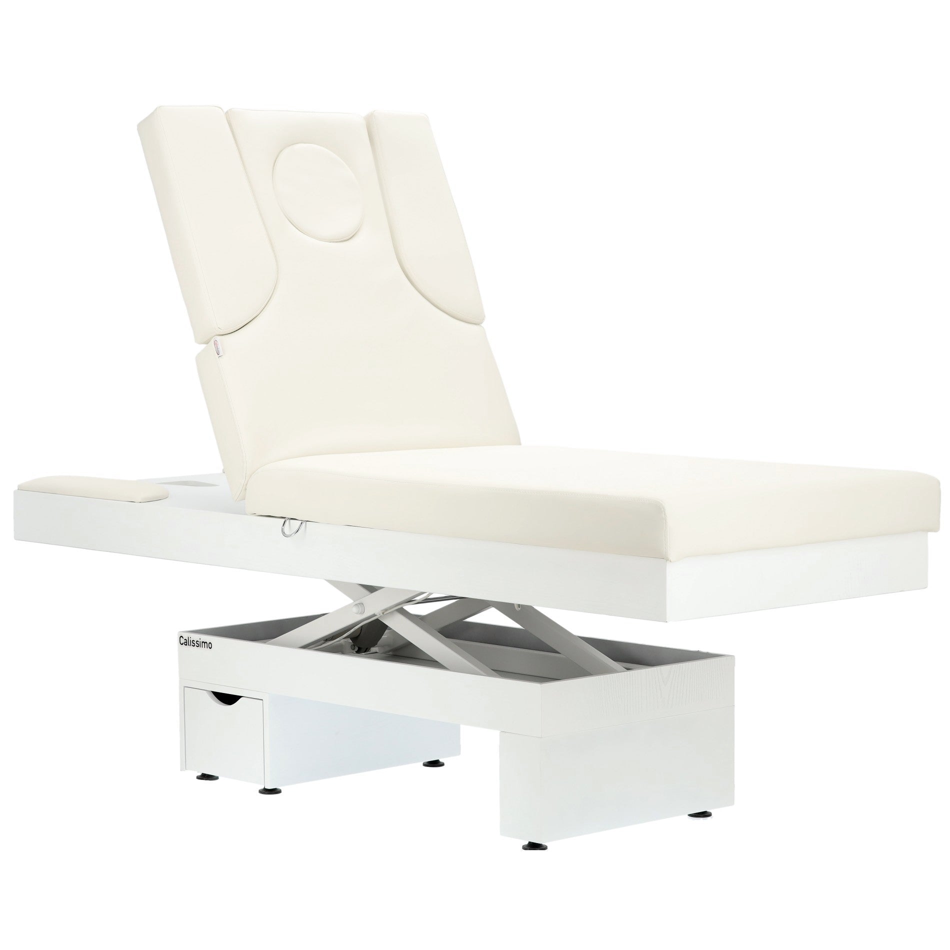 Elektrinis masažo stalas / kosmetologinis gultas su šildymu ir LED apšvietimu F245 – baltas