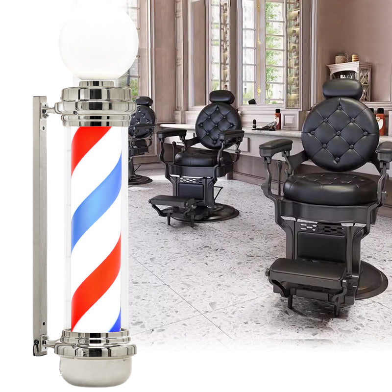 Barberio stulpas (Barber Pole) – besisukantis LED šviestuvas 100 cm, sidabrinis