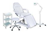 Kosmetologinis komplektas NR. 3 : Kosmetologinis hidraulinis gultas + Lempa-lūpa + Meistro kėdutė + Vežimėlis-staliukas
