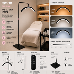 Pastatoma LED kosmetologinė pusmėnulio lempa Moon Pro MAX, 54 W – juoda