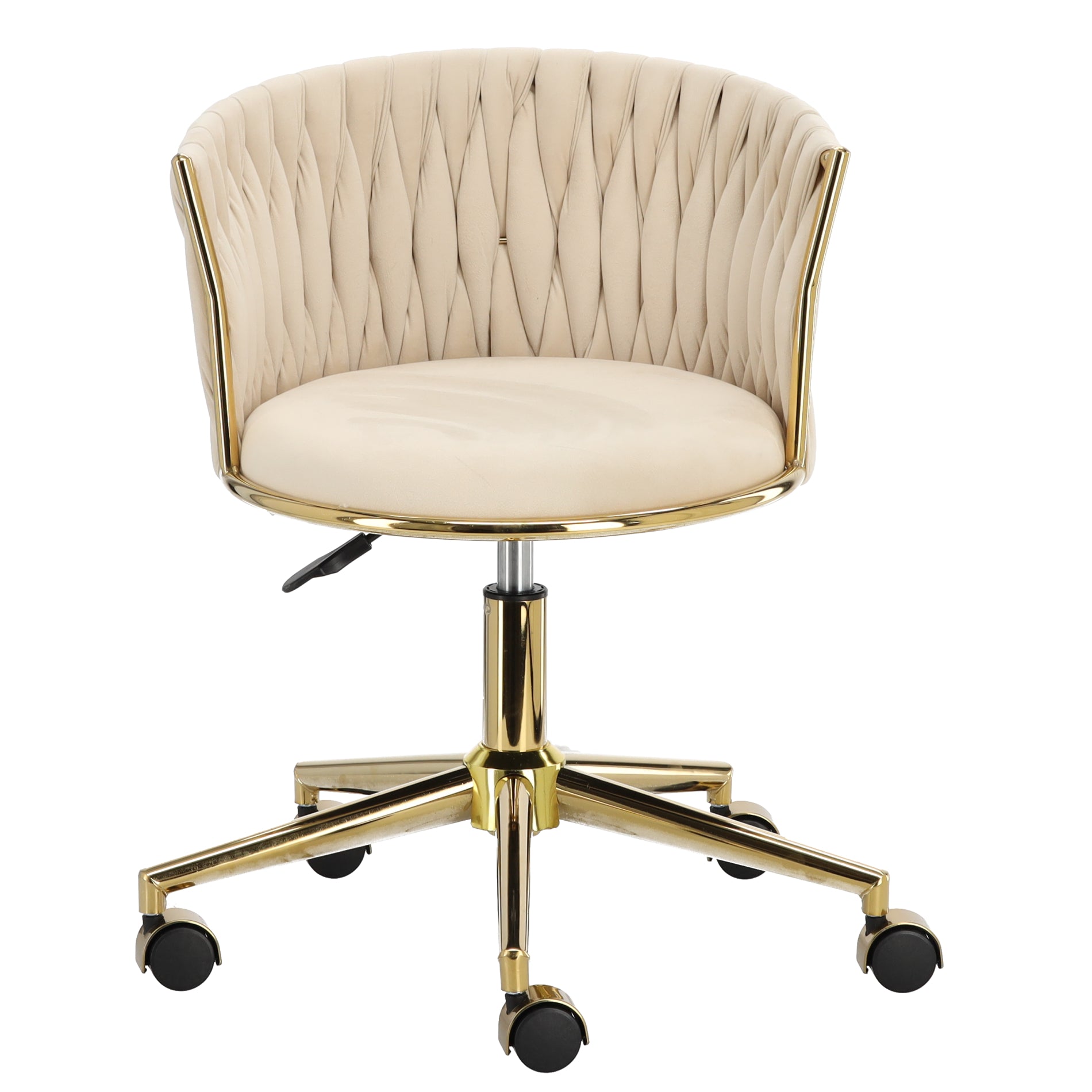 Meistro kėdė Velvet Gold su atlošu – smėlio spalvos