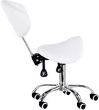 Kosmetologinė kėdė su atlošu - balnas Premium-3 XT (balta)
