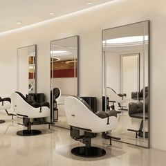 LED veidrodis–konsolė kirpyklai ir barberiui PRO, 200 × 80 cm, sidabrinės spalvos