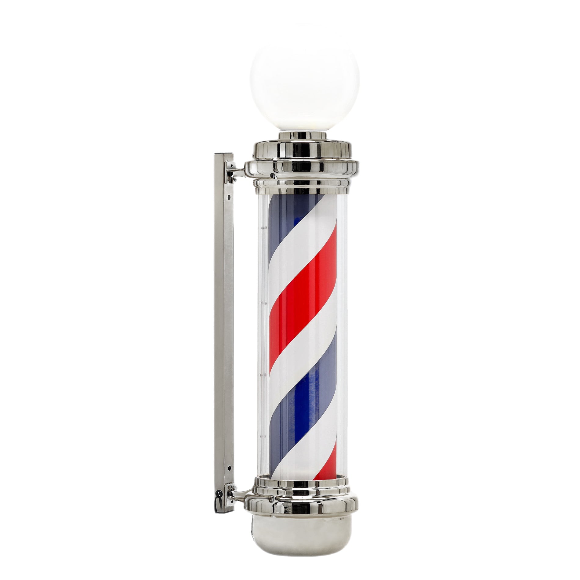 Barberio stulpas (Barber Pole) – besisukantis LED šviestuvas 100 cm, sidabrinis