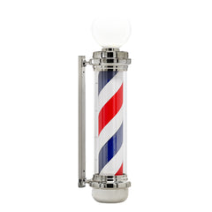Barberio stulpas (Barber Pole) – besisukantis LED šviestuvas 100 cm, sidabrinis