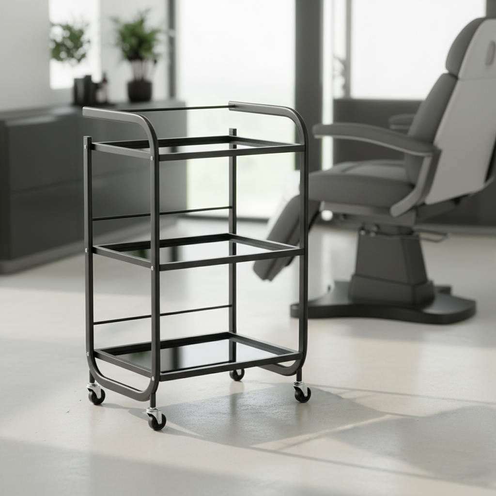 Kosmetologinis staliukas vežimėlis 101B, juodas