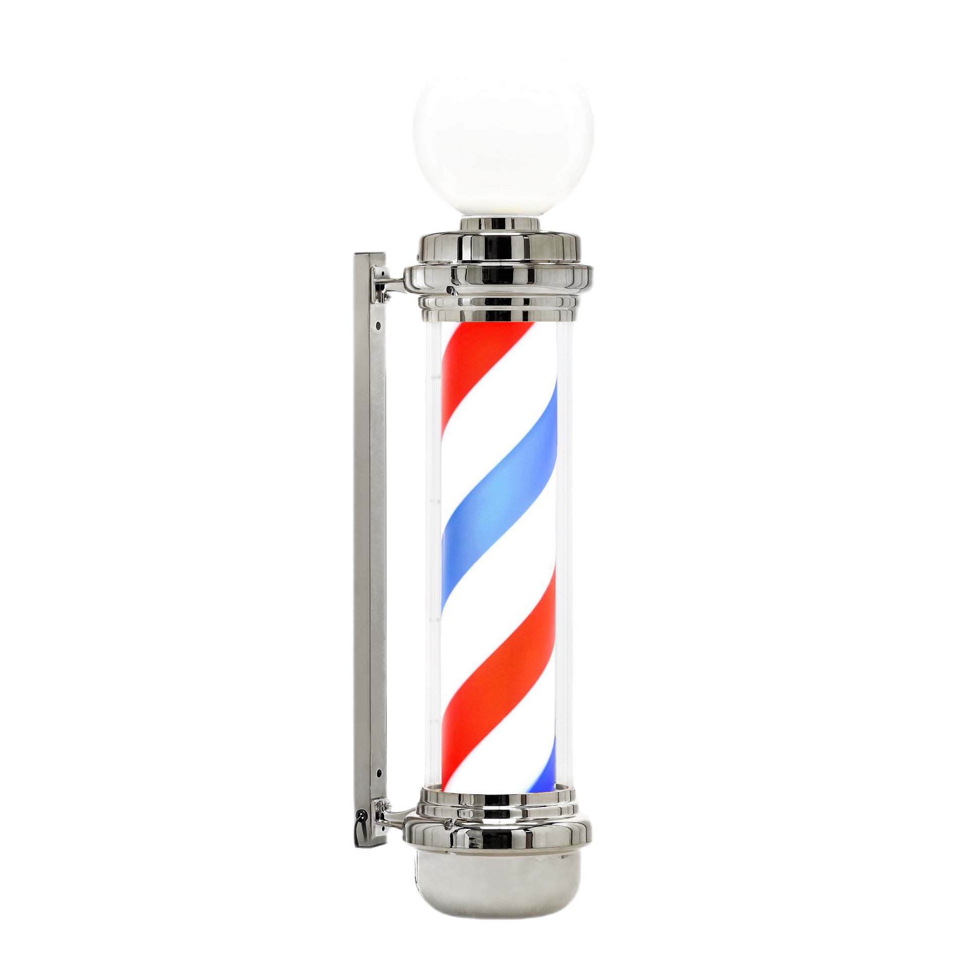 Barberio stulpas (Barber Pole) – besisukantis LED šviestuvas 100 cm, sidabrinis