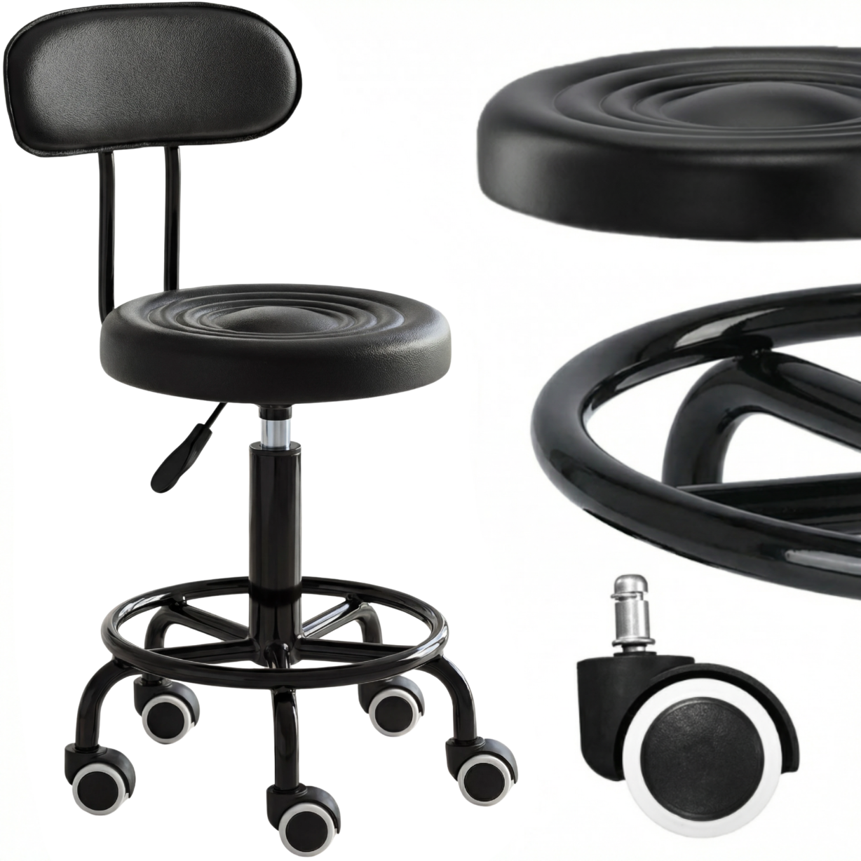 Meistro kėdutė Round PRO – juoda