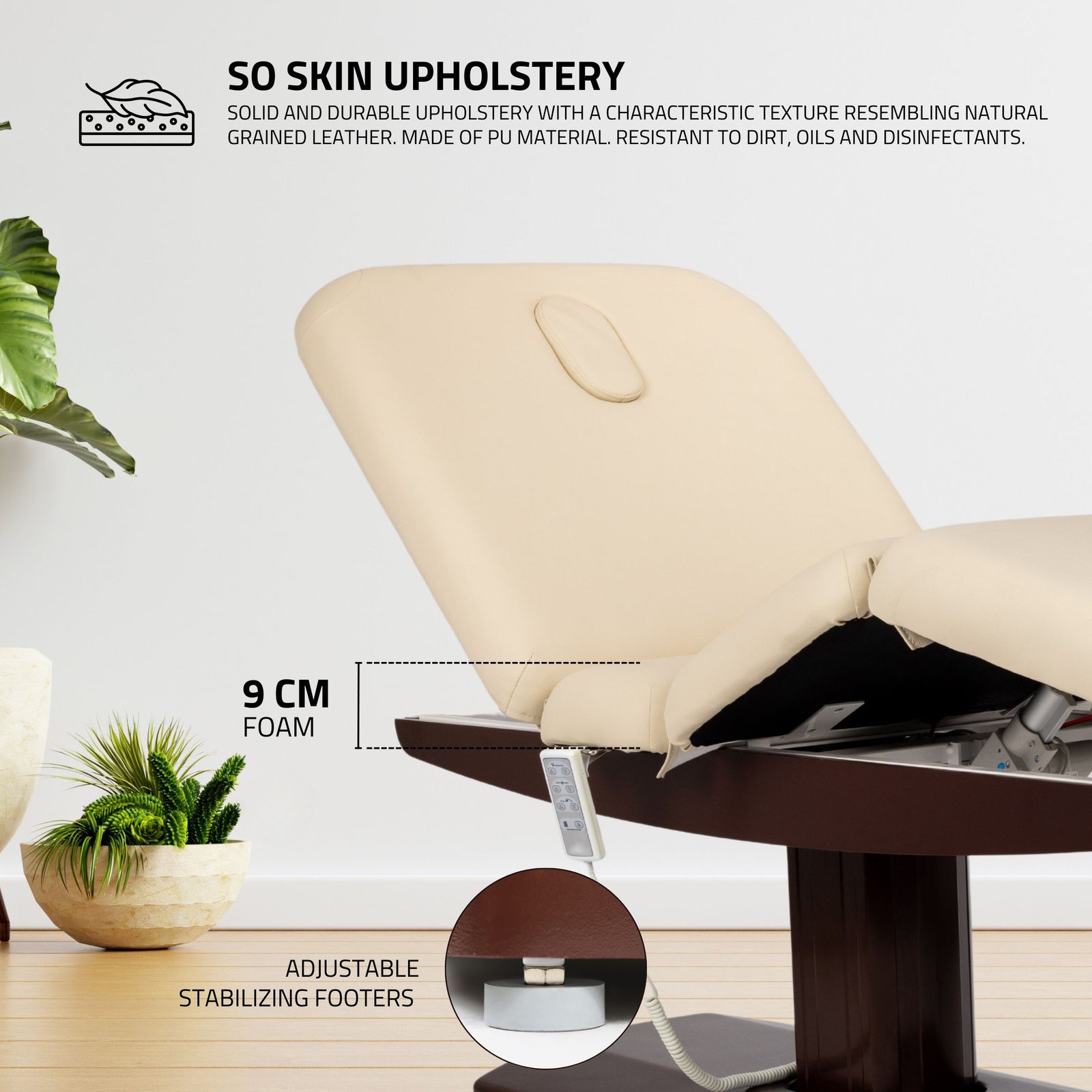 Stacionarus masažo stalas Libra 4 HEAT So Skin – smėlio spalvos, su šildomu paviršiumi