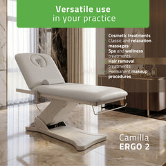Camilla ERGO 2 elektrinis masažo ir procedūrų stalas su šildymu, Satin Comfort K722, pilkas