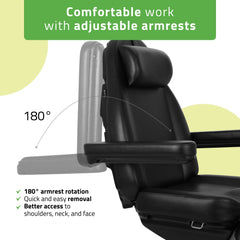 Cosmetic treatment chair, electric Elara PRO 6P, black