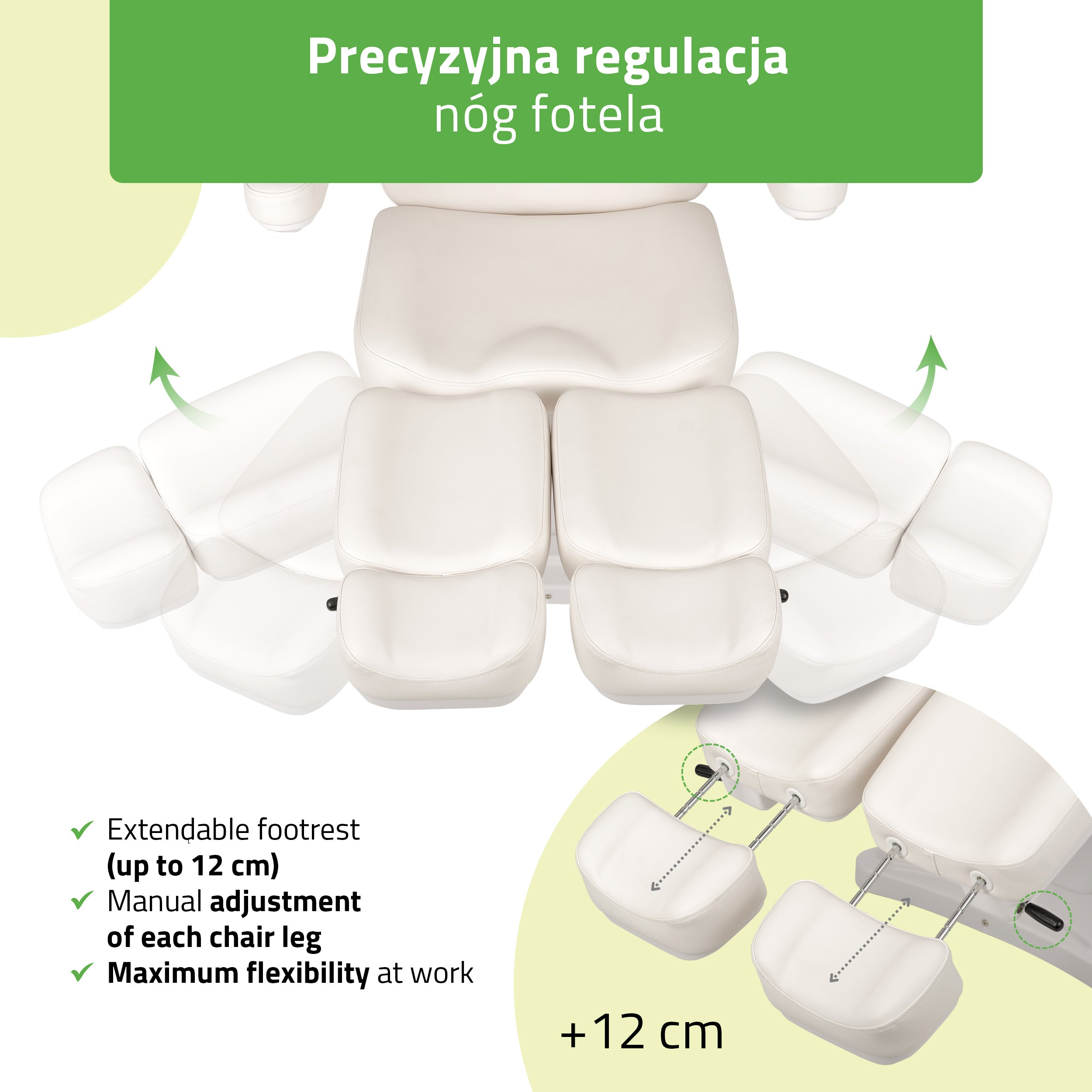Cosmetic treatment chair, electric Elara PRO 6P, white
