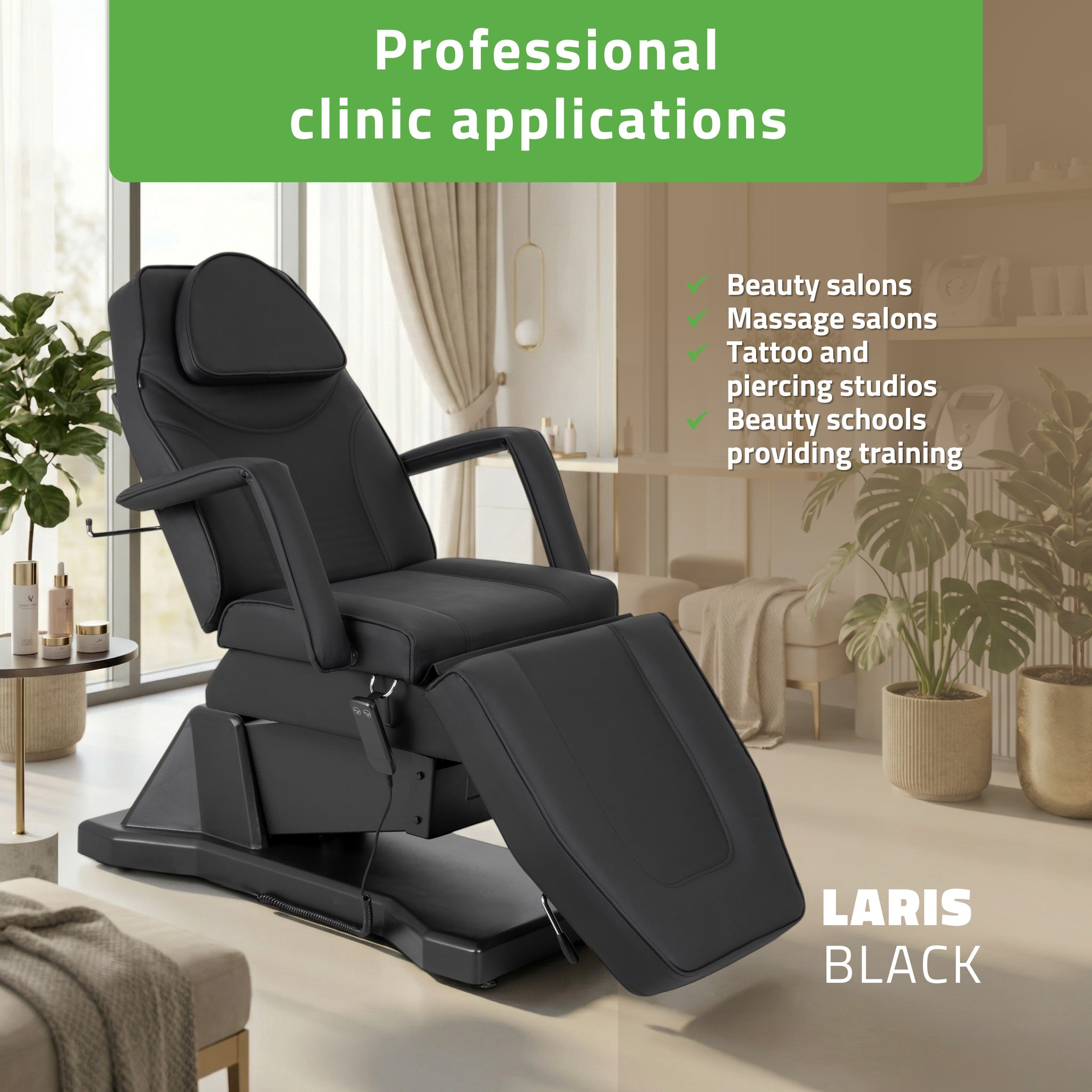 Elektrinis kosmetologinis gultas – Habys Laris Touch Core K315, juodas