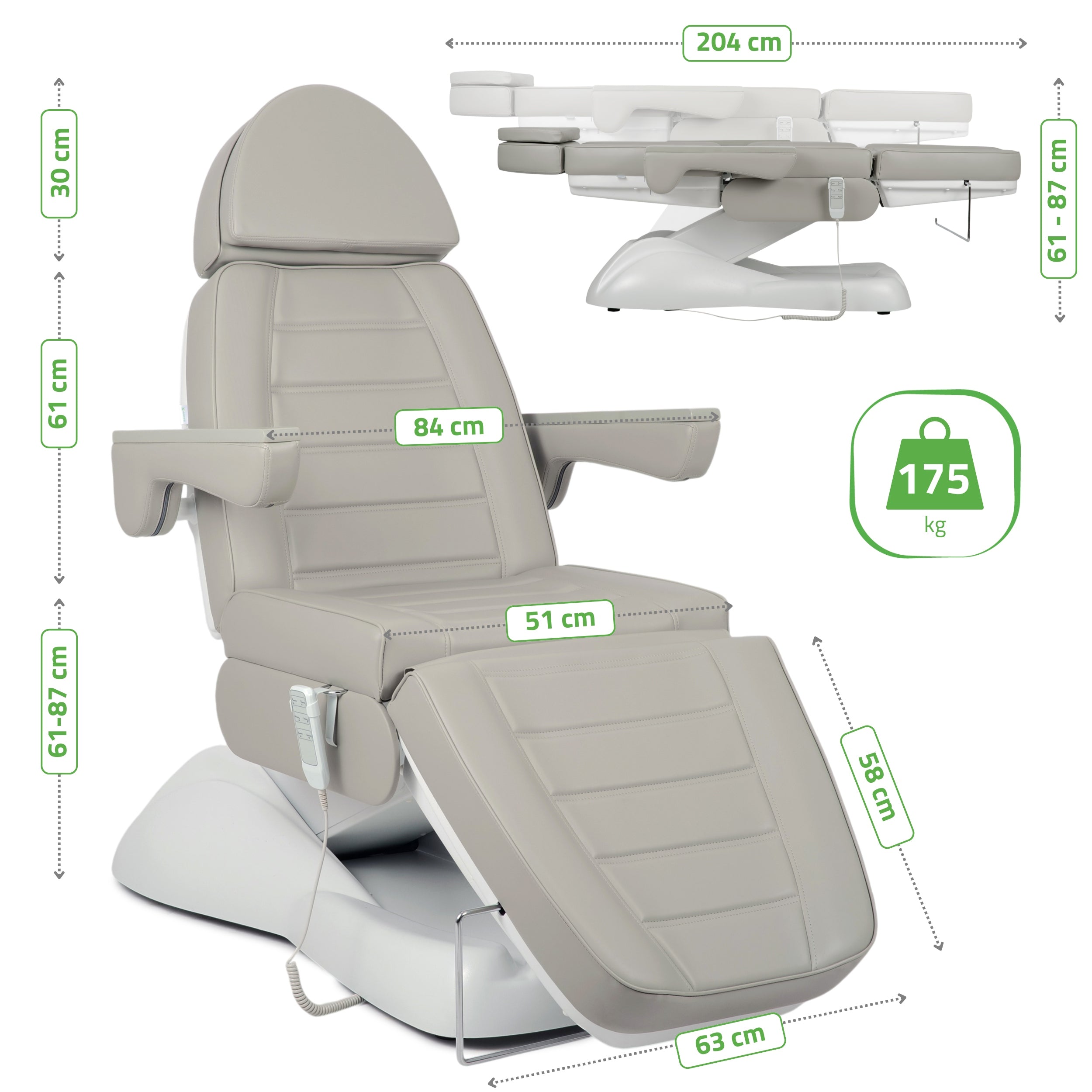 -10-Electric beauty chair Leo PRO 4 Comfy Base 522 Grey-10