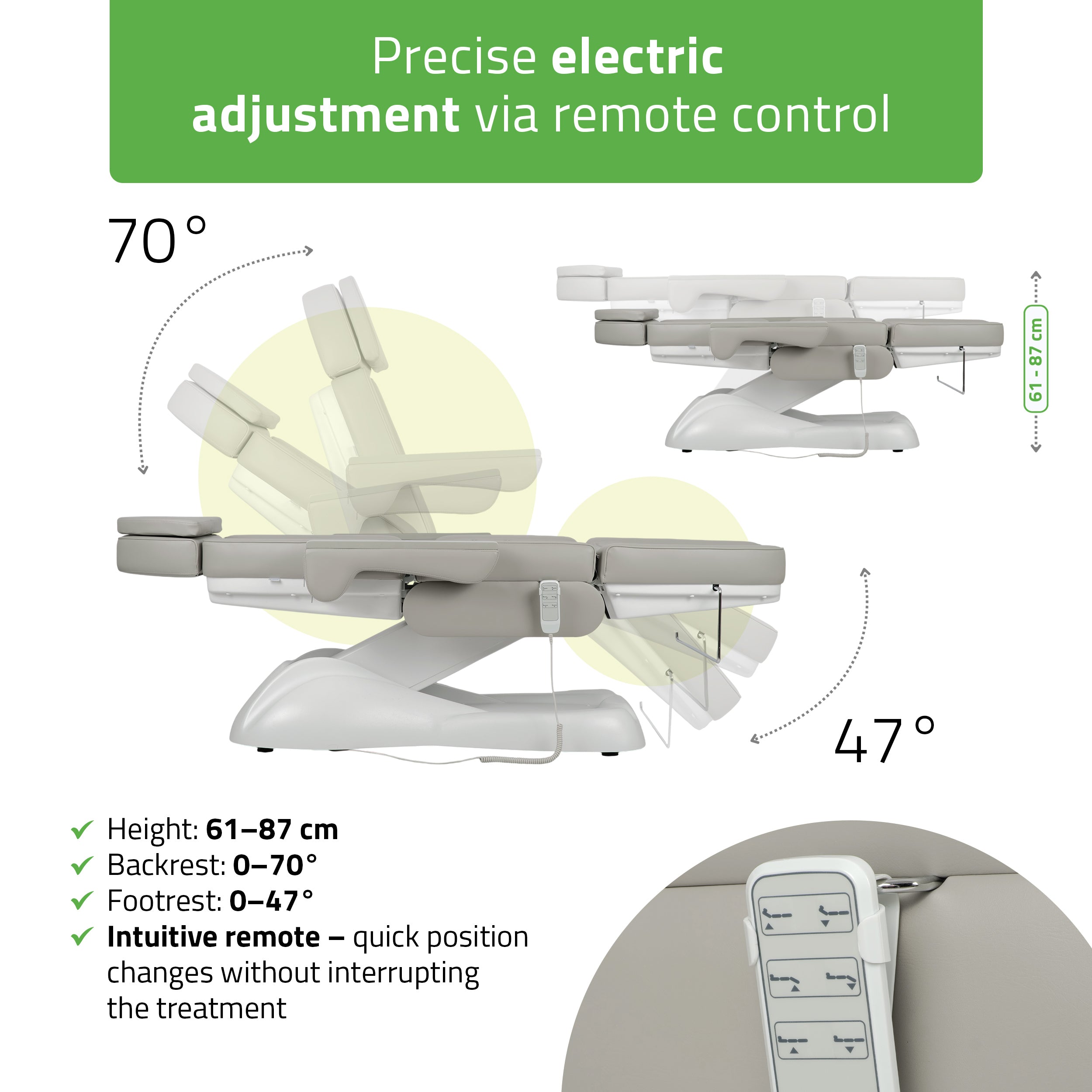 -2-Electric beauty chair Leo PRO 4 Comfy Base 522 Grey-2