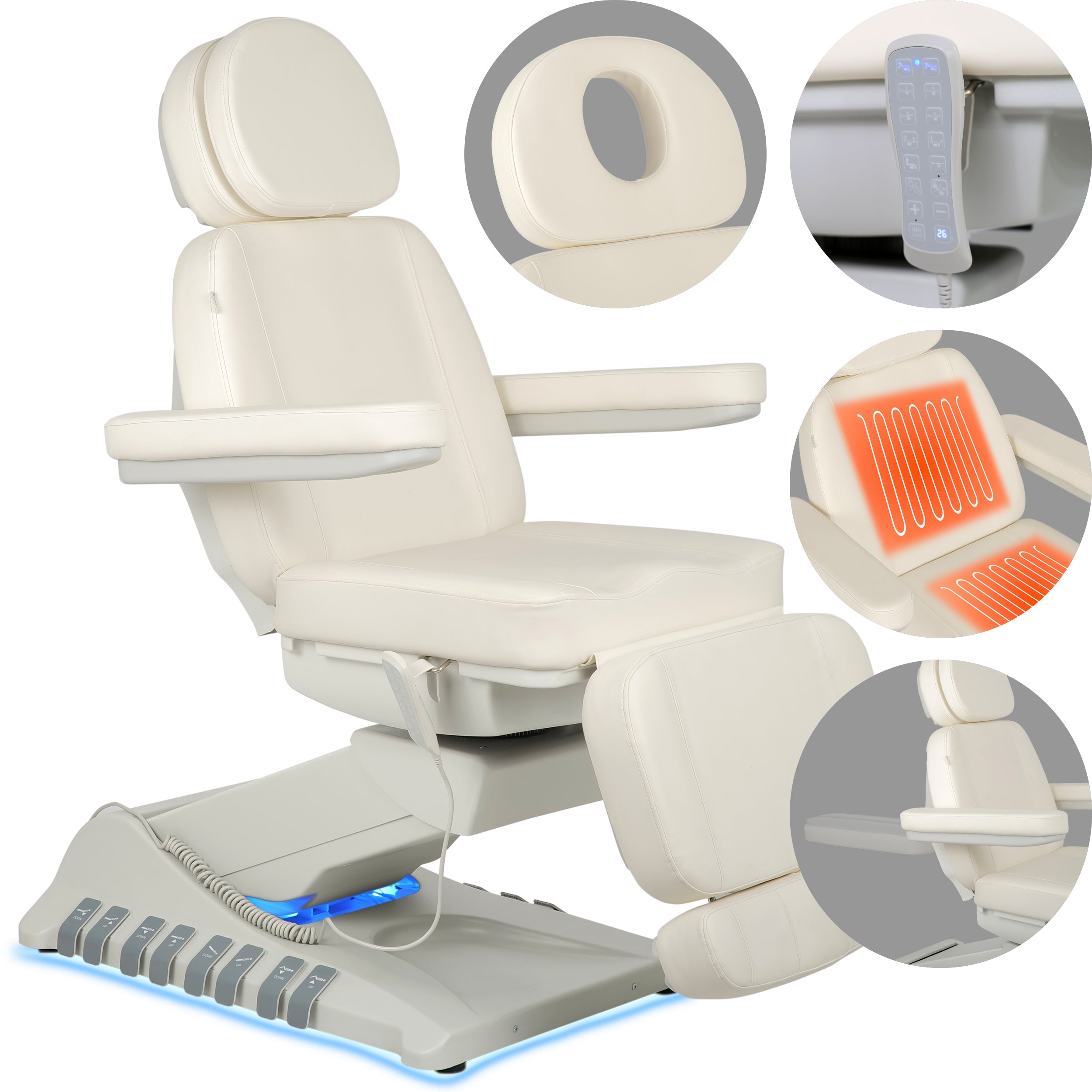 Elektrinis kosmetologinis gultas Luxoria PRO 5 K701 – sniego baltumo