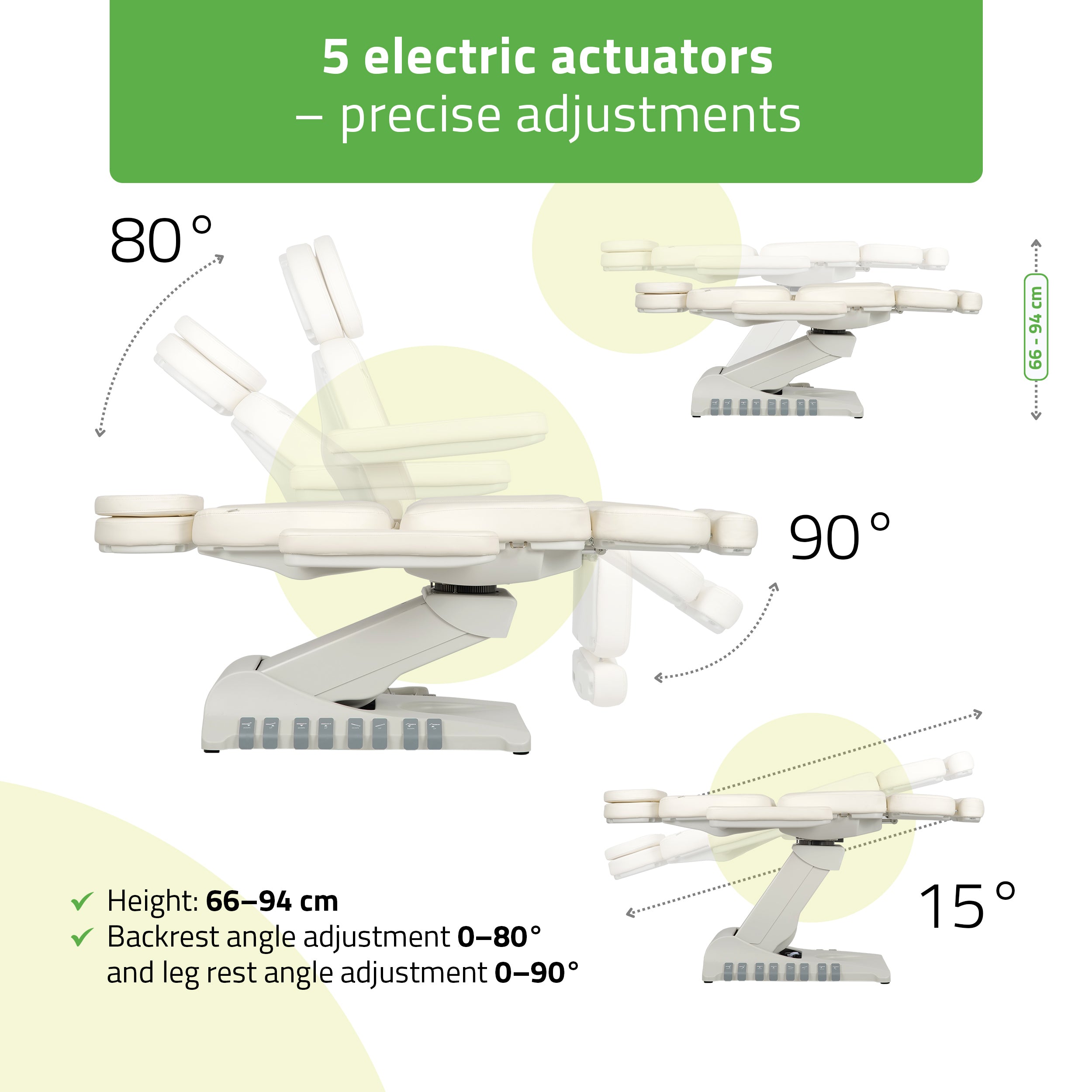 Elektrinis kosmetologinis gultas Luxoria PRO 5 K701 – sniego baltumo