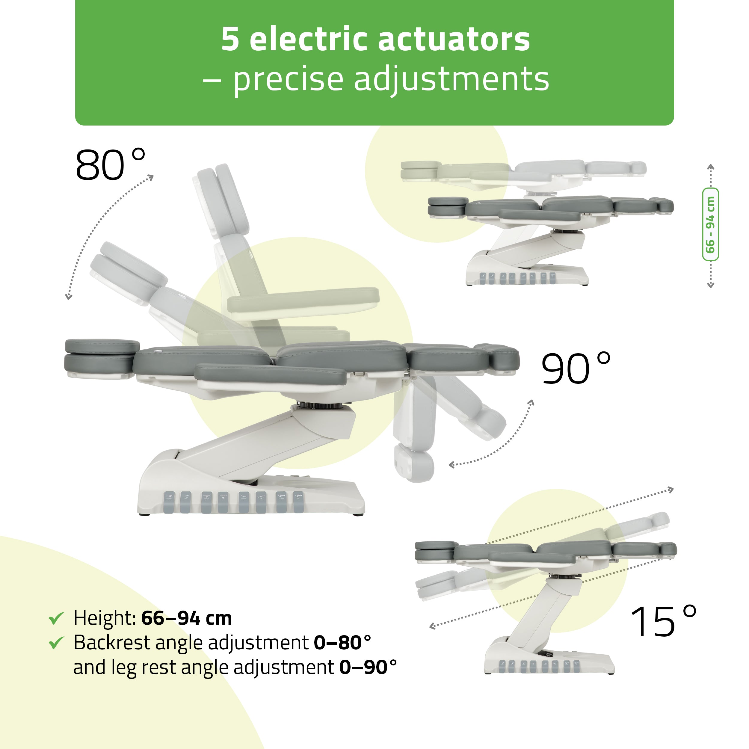 Elektrinis kosmetologinis gultas Luxoria PRO 5 K721 – pilkas (ash grey)