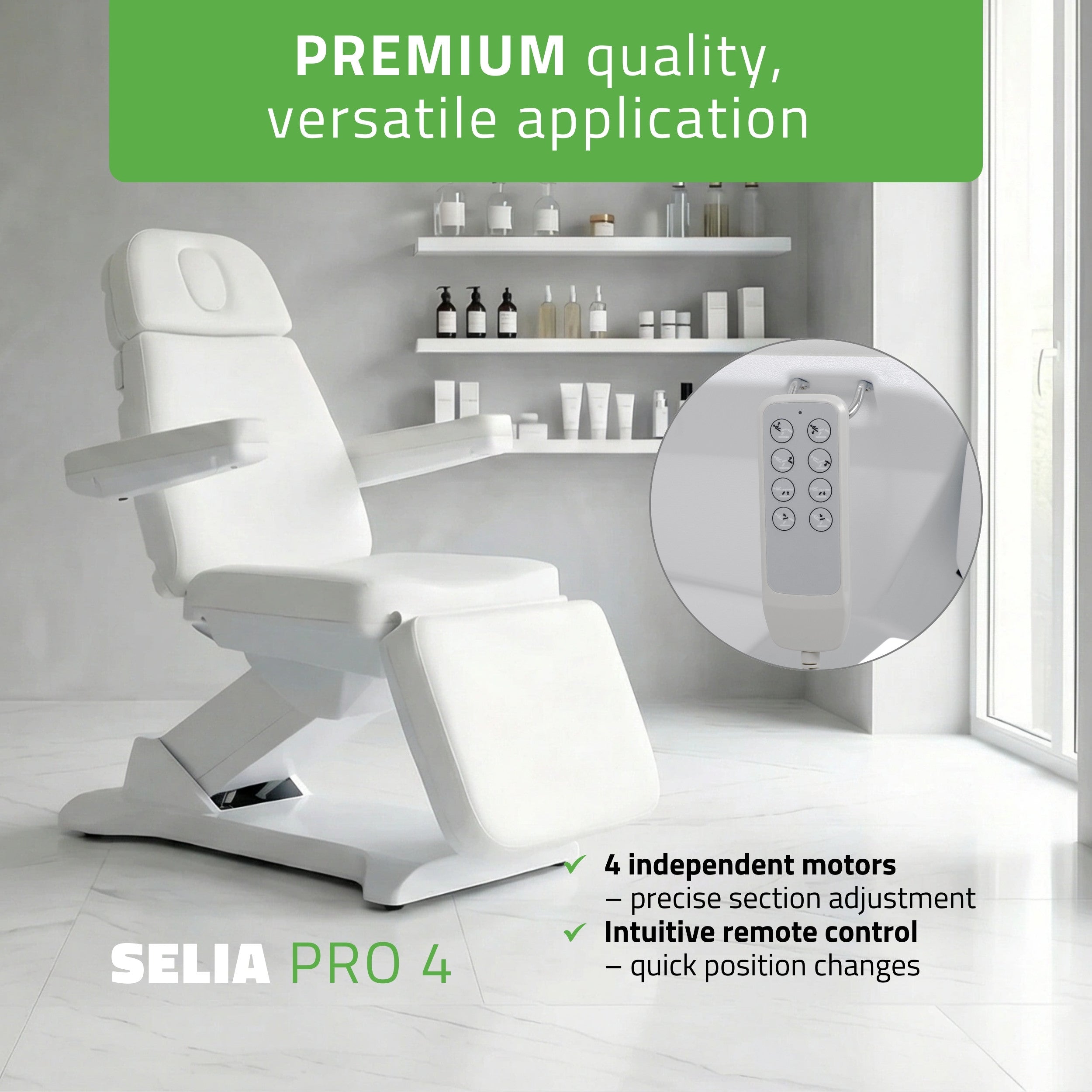Selia PRO 4 Touch Core K315 elektrinis kosmetologinis gultas baltas Habys