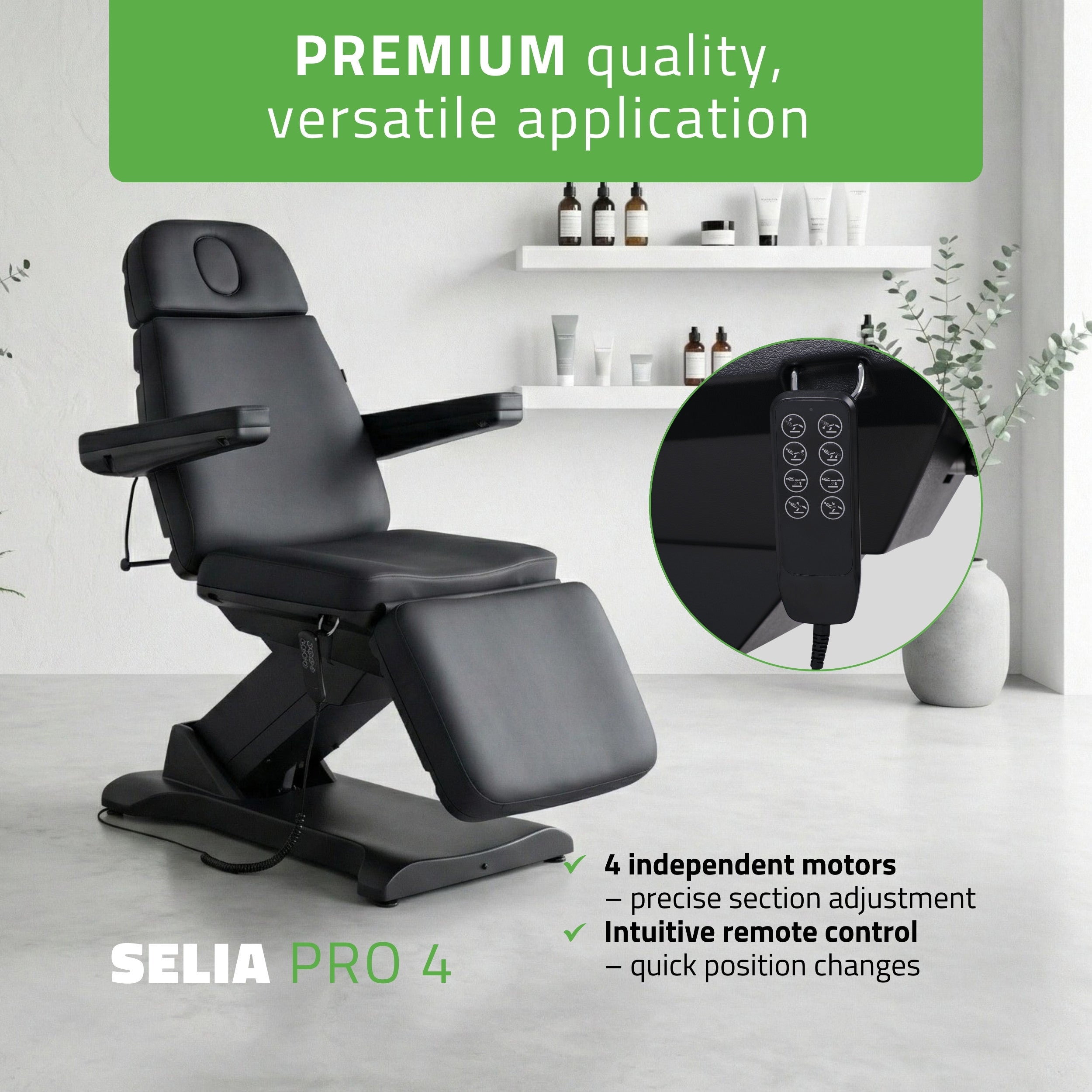 Selia PRO 4 Touch Core K315 elektrinis kosmetologinis gultas juodas Habys