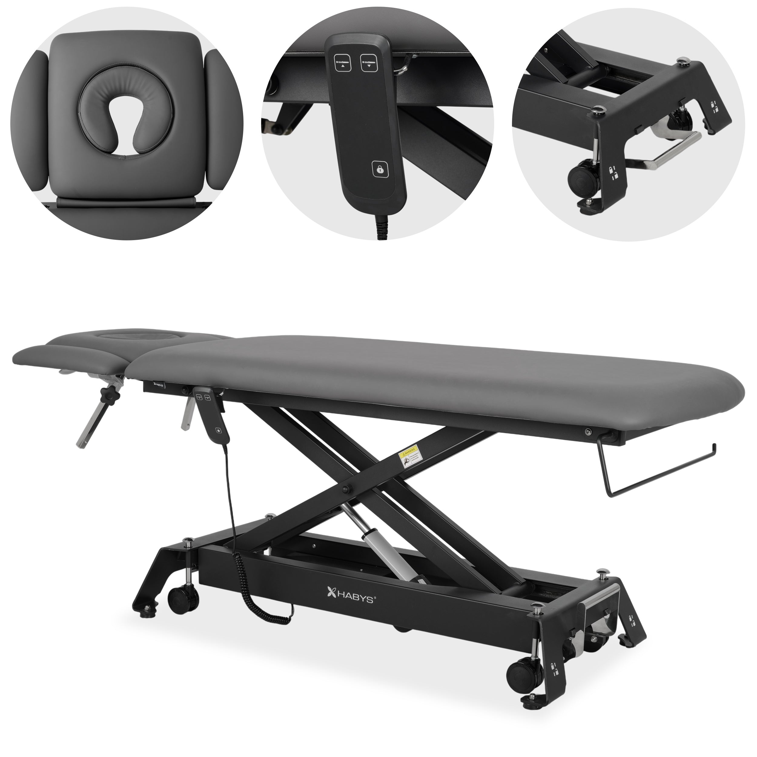 --Evero Cross X4 ERGO therapy table, electric height adjustment with hand remote control, ERGO cushion, Touch Core k322 gray-