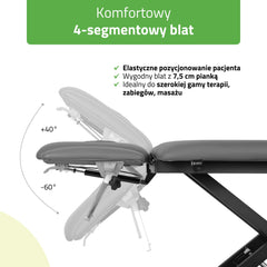 -3-Evero Cross X4 ERGO therapy table, electric height adjustment with hand remote control, ERGO cushion, Touch Core k322 gray-3