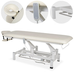 --Fortis 1 treatment table, electric adjustment, hand remote control, foot control bar, headrest, arm shelf  k707 ivory-