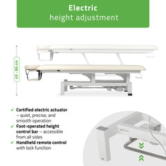 -2-Fortis 1 treatment table, electric adjustment, hand remote control, foot control bar, headrest, arm shelf  k707 ivory-2