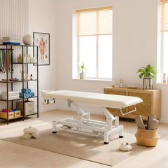-1-Fortis 1 treatment table, electric adjustment, hand remote control, foot control bar, headrest, arm shelf  k707 ivory-1
