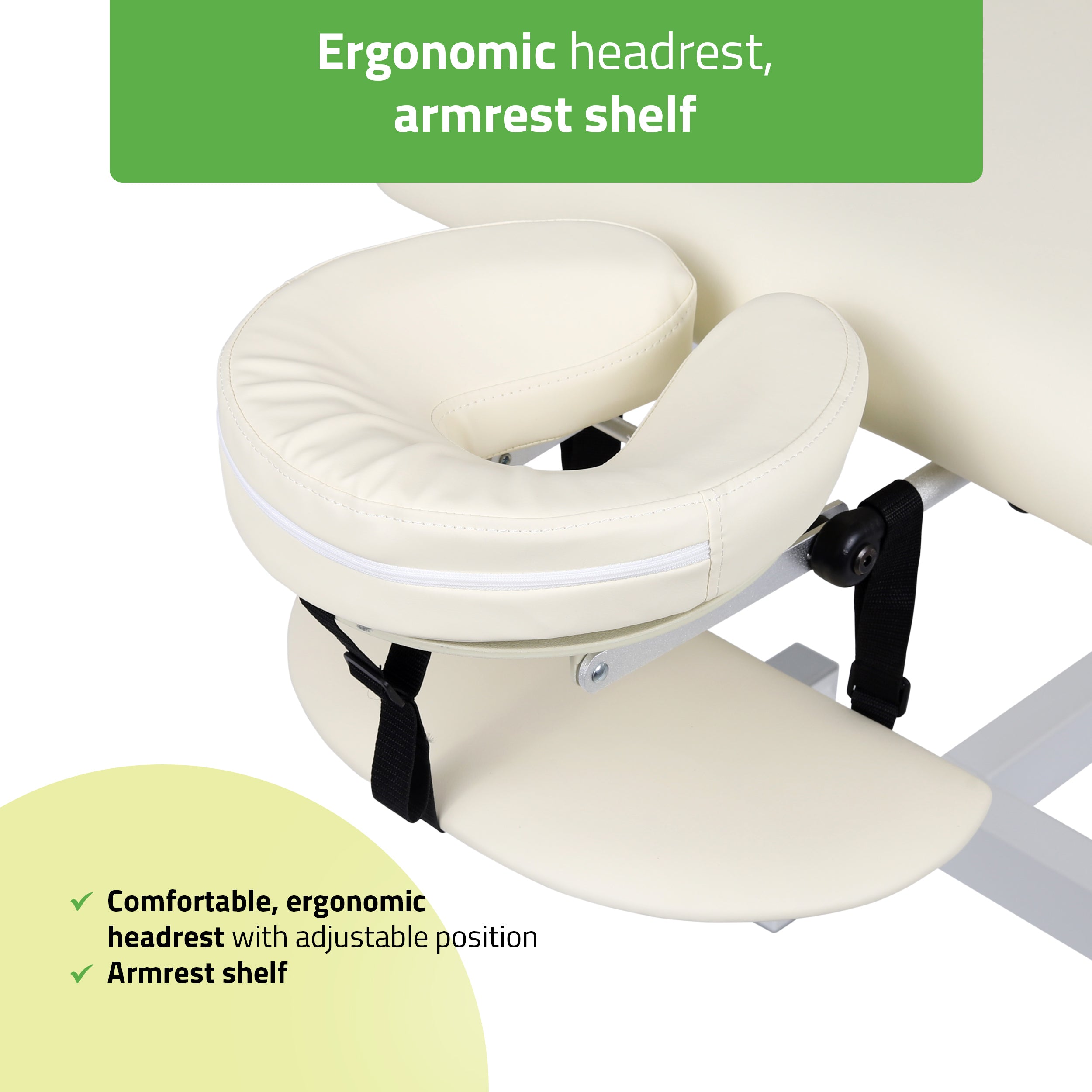 -3-Fortis 1 treatment table, electric adjustment, hand remote control, foot control bar, headrest, arm shelf  k707 ivory-3