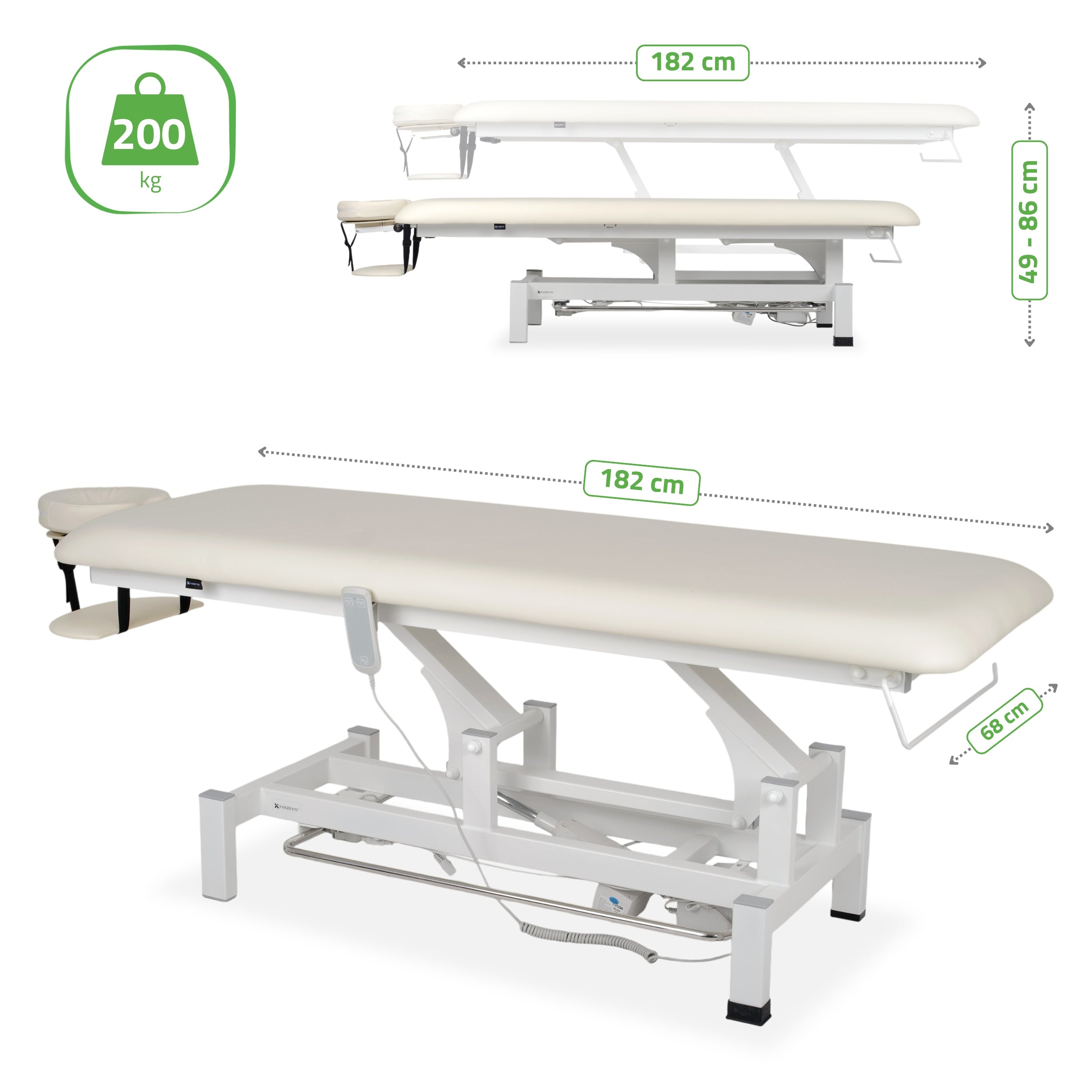 -6-Fortis 1 treatment table, electric adjustment, hand remote control, foot control bar, headrest, arm shelf  k707 ivory-6